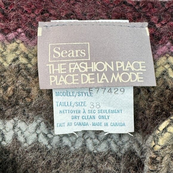 RARE Vintage Sears Knitted Cardigan Rainbow Grunge Boho Womens 38 - Picture 2 of 16